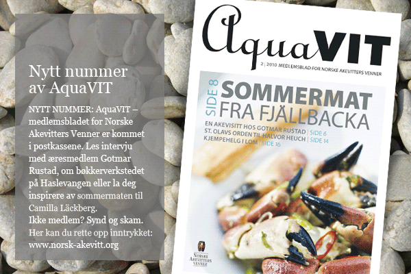 Bildeingress om AquaVIT 2-2010. Lenke til Norske Akevitters venner.