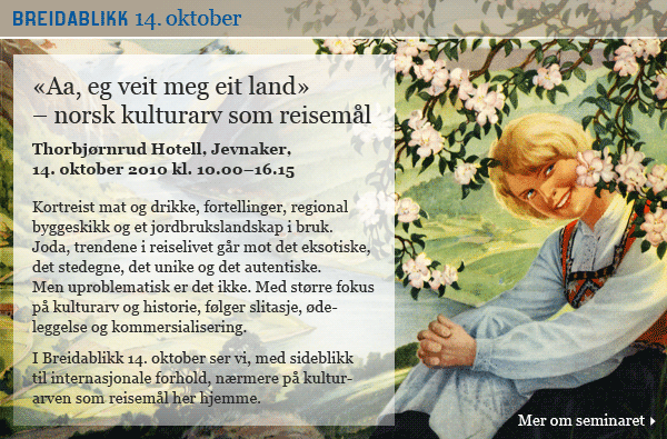 Nasjonalromantisk illustrasjon med ingresstekst om kulturarv som reisem&aring;l. F&oslash;lg lenke til utfyllende tekst.